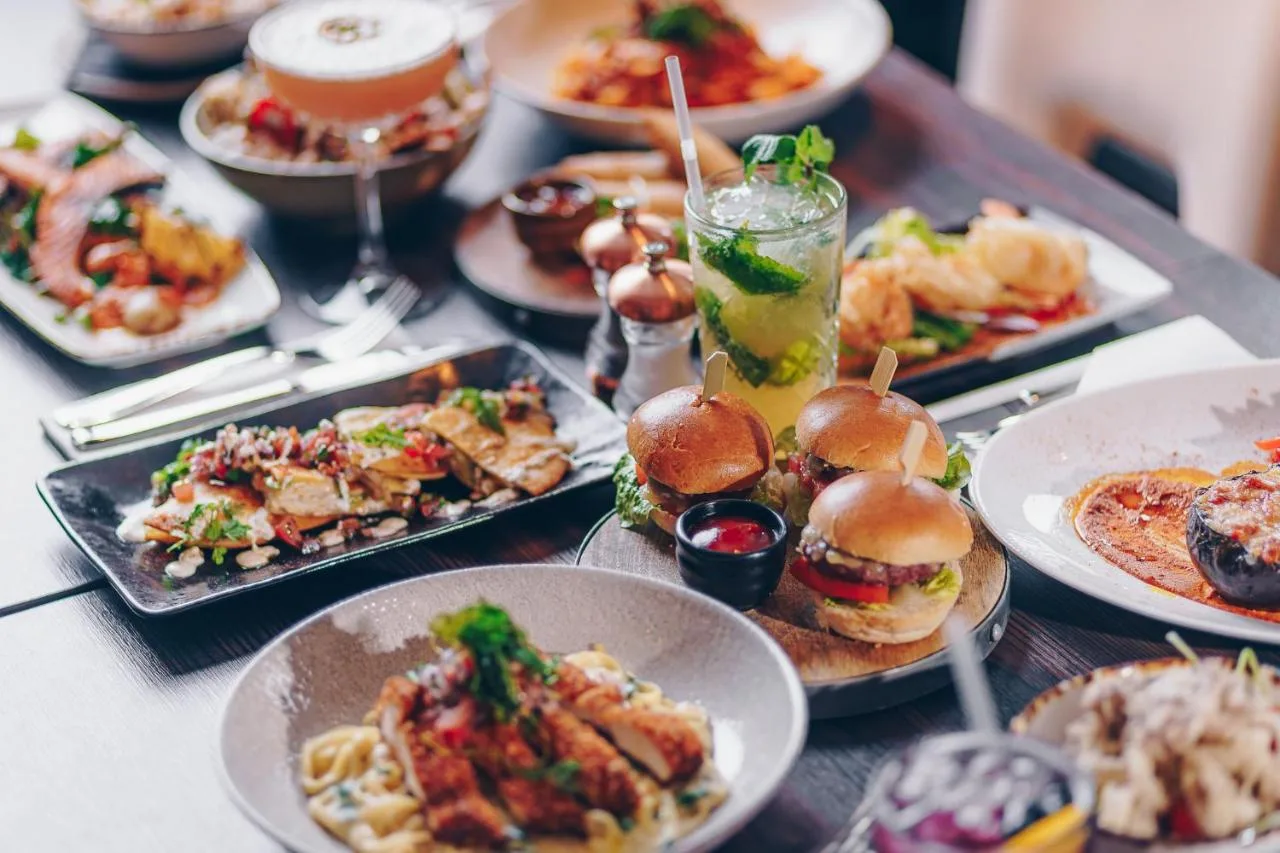 A table of breakfast dishes and drinks served at The County Hotel Newcastle